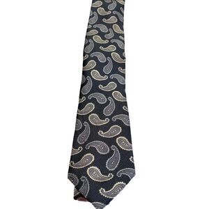 JOSEPH ABBOUD gray silver paisley 100 % silk long length 31 1/2 inches